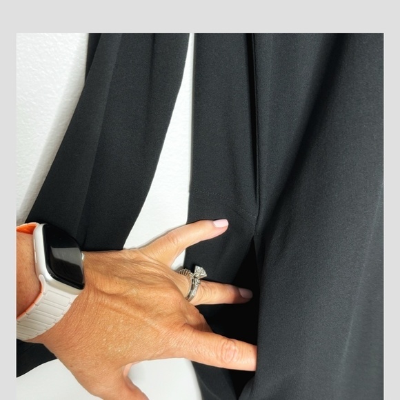 Eileen Fisher Petite Dress 100% Silk Georgette Crepe Long Sleeve Black Dress - Picture 6 of 8